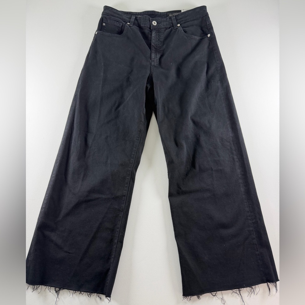 AG Saige Wide Leg Crop High-Rise Fit Size 30 Color Black - Picture 10 of 16
